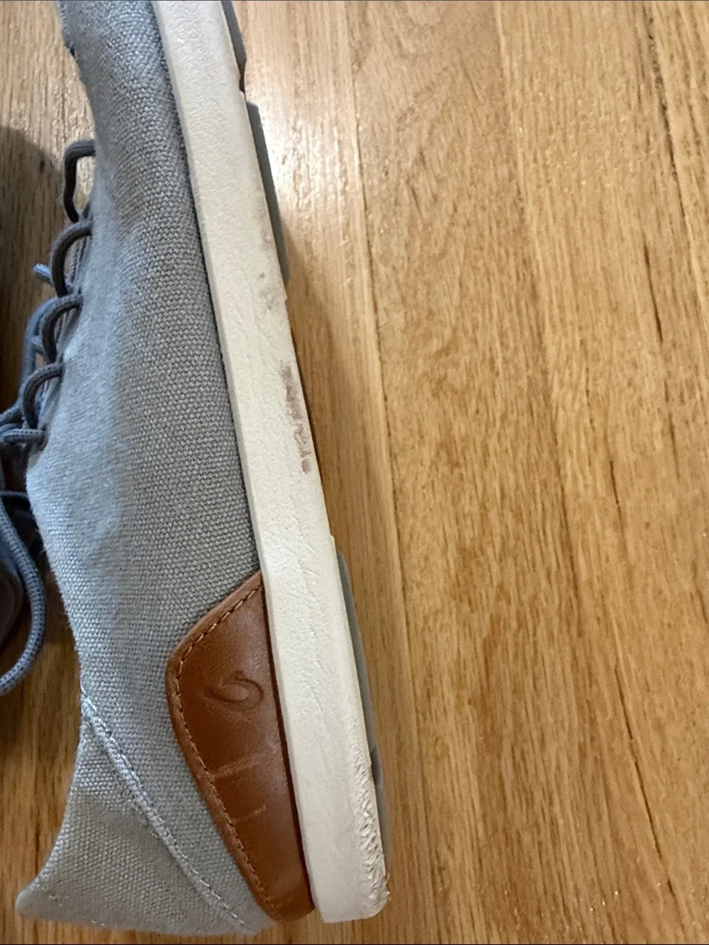 Olukai Mens Gray Canvas Manoa Slip on Shoes Sz 13